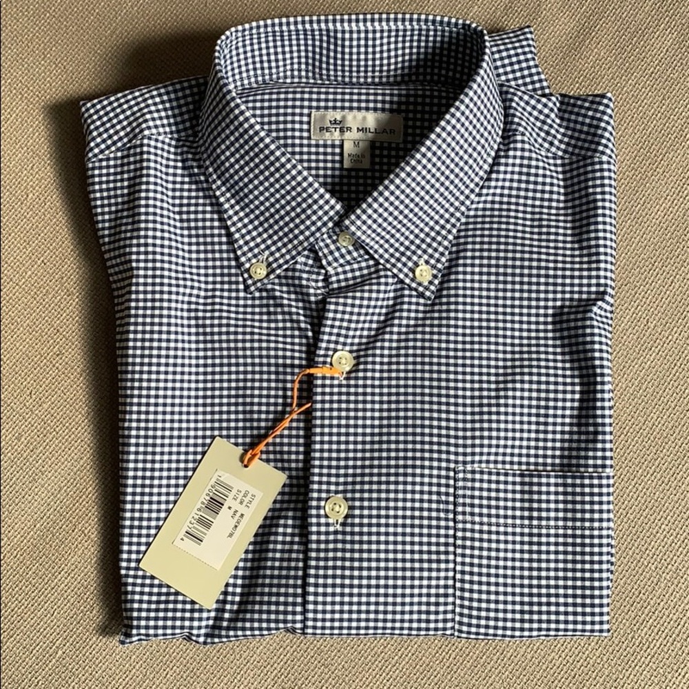 Peter Millar performance blue check button down
